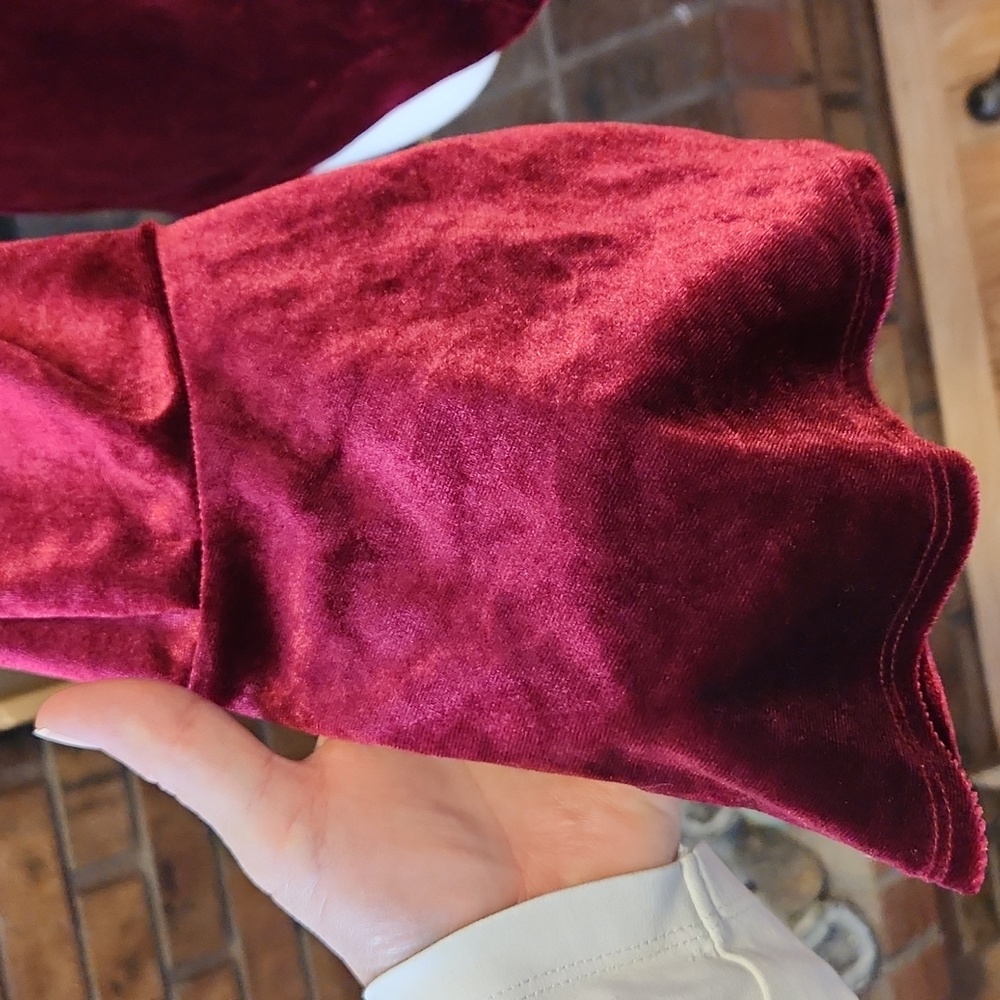 Whimsy Castlecore Maroon Velvet Ruffled Jacket Size Large On Trend Fairy Witchy - Picture 4 of 11